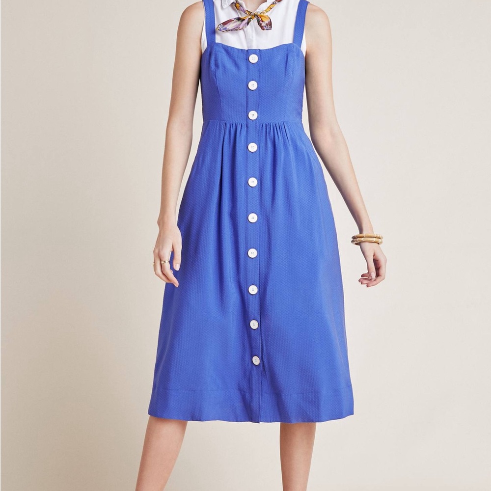 Anthology Maeve Blue Midi Sundress Size 0 Adjustable Straps Pockets - Picture 5 of 8